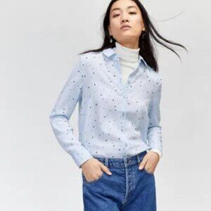 WAREHOUSE Star Print Shirt in Blue size 6 US